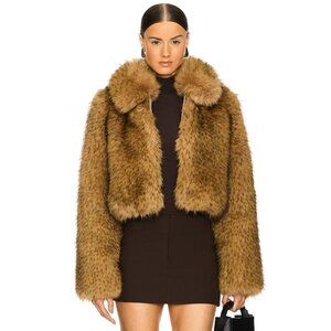 L'Academie by Marianna Savoie Faux Fur Jacket in Beige